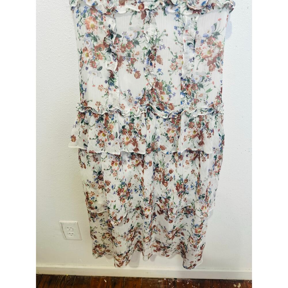 MARISSA WEBB Women's White Floral Ruffles Hourglass V-Neck Midi Dress Size 0 - Picture 5 of 15